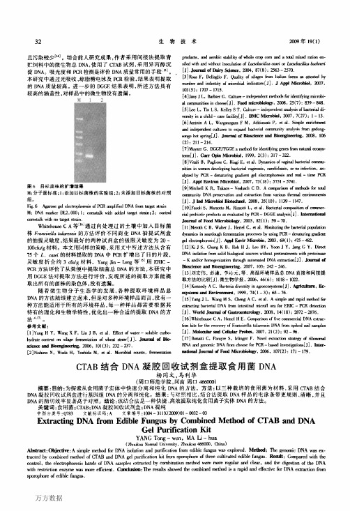 CTAB结合DNA凝胶回收试剂盒提取食用菌DNA