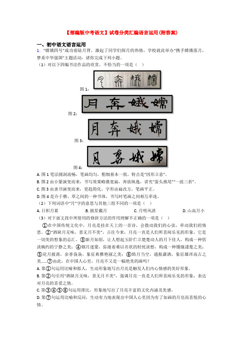 【部编版中考语文】试卷分类汇编语言运用(附答案)