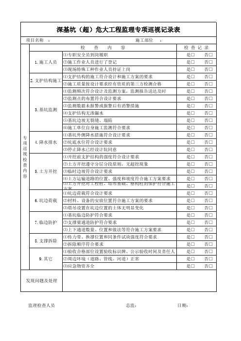 专项巡视检查记录(深基坑(超)危大工程)