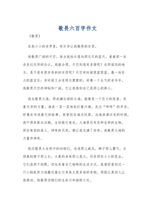 敬畏六百字作文