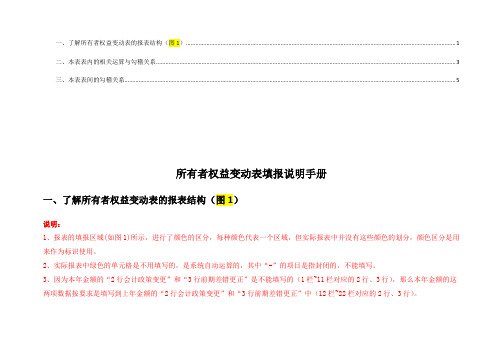所有者权益变动表填报说明手册