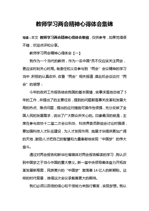 教师学习两会精神心得体会集锦