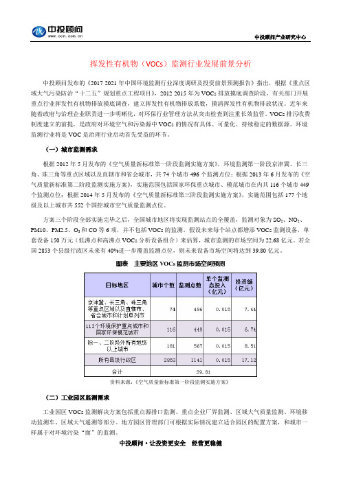 挥发性有机物(VOCs)行业发展前景分析