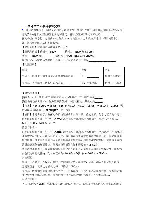 【化学】化学探究题的专项培优练习题(含答案)含答案