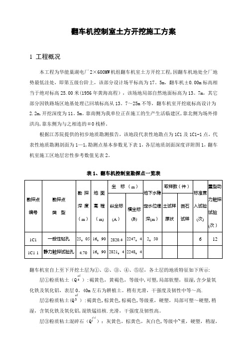 翻车机控制室土方开挖施工方案