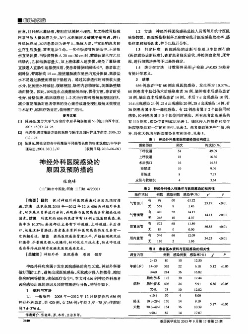 神经外科医院感染的原因及预防措施