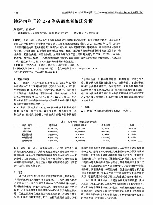 神经内科门诊278例头痛患者临床分析