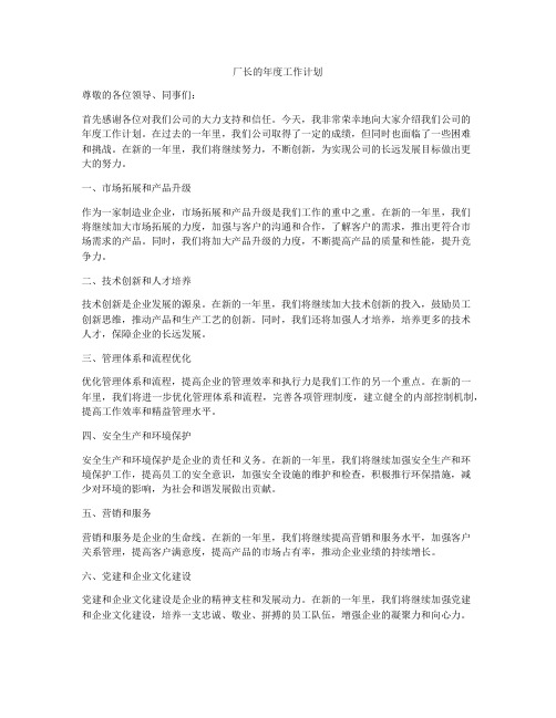 厂长的年度工作计划