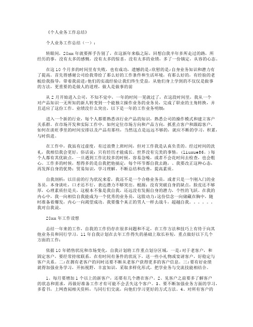 个人业务工作总结8篇