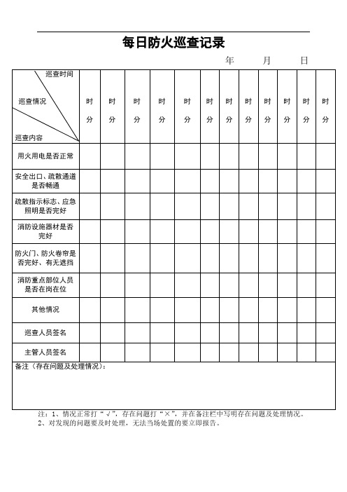 每日防火巡查记录