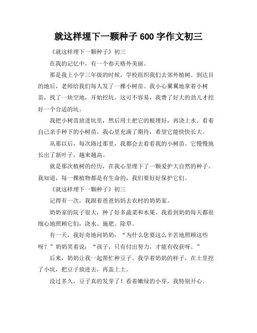 就这样埋下一颗种子600字作文初三