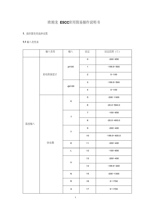 欧姆龙温控器E5CC常用设定