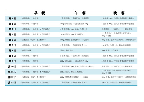 13天哥本哈根减肥食谱