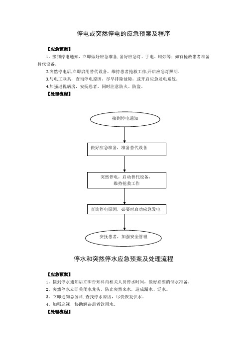 停电或突然停电的应急预案及程序