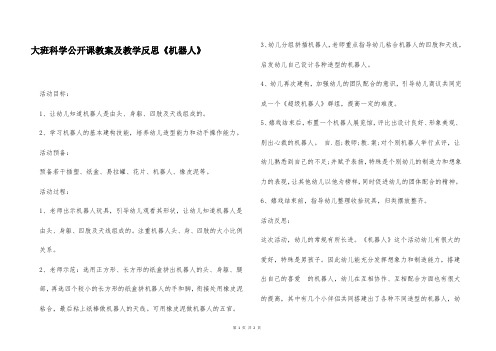 大班科学公开课教案及教学反思《机器人》