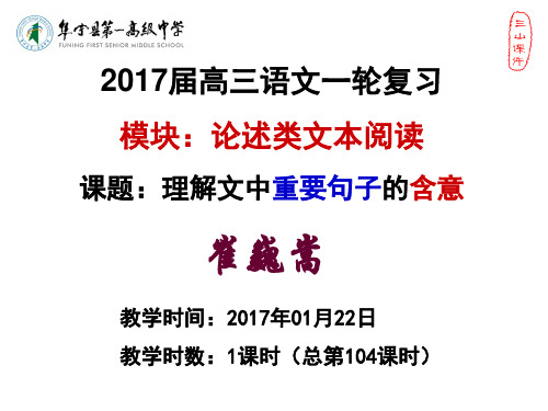 论述类文本阅读之《理解文中重要句子的含意》