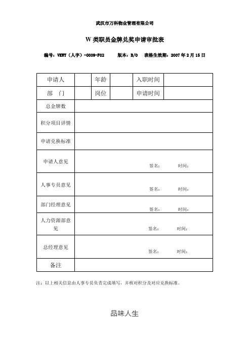 VKWY(人字)-G009-F02W类职员金牌兑奖申请审批表.doc