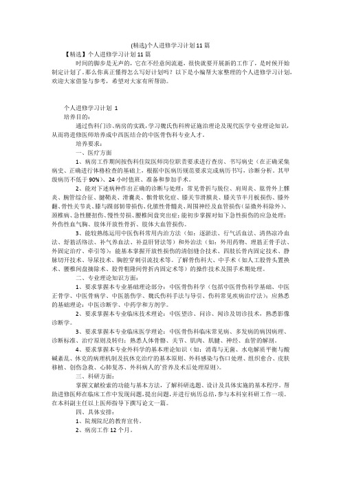 (精选)个人进修学习计划11篇