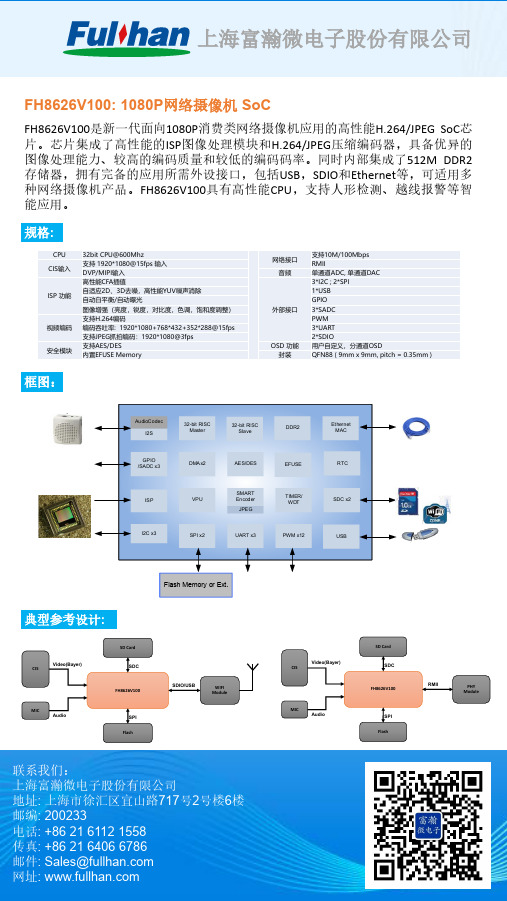 富瀚微电子 FH8626V100 1080P网络摄像机  产品说明书