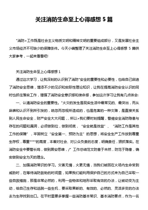 关注消防生命至上心得感想5篇