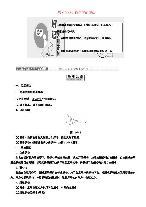 2017_2018学年高中物理第十一章机械振动第5节外力作用下的振动教学案新人教版选修3_4
