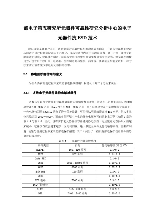 部电子第五研究所元器件可靠性研究分析中心的电子元器件抗ESD技术