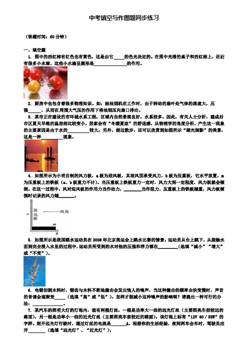 中考物理二轮复习中考填空与作图题同步练习新人教版(含2套试卷)