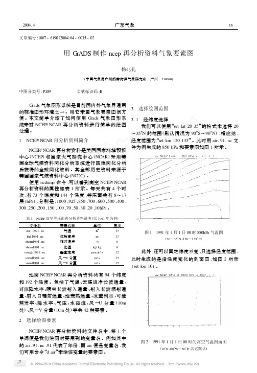 用GrADS制作ncep再分析资料气象要素图