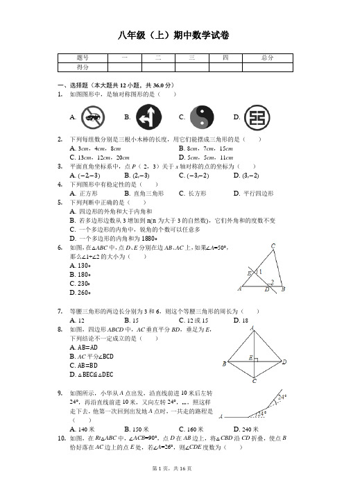 山东省临沂市八年级(上)期中数学试卷