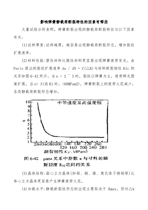 影响弹簧静载荷断裂特性的因素