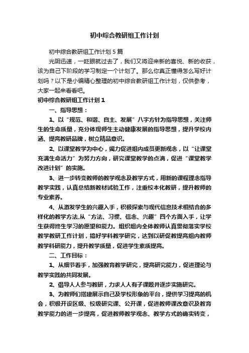 初中综合教研组工作计划