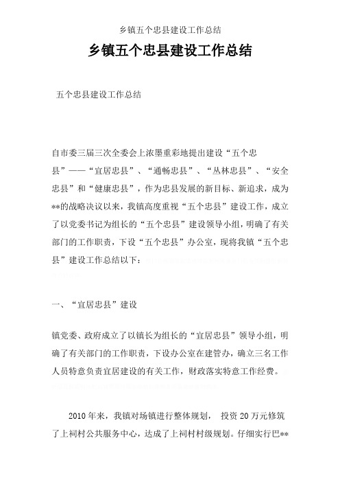 乡镇五个忠县建设工作总结