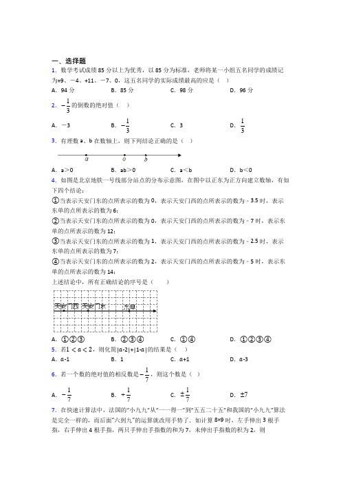 德州市七年级数学上册第一单元《有理数》经典复习题(培优专题)(1)