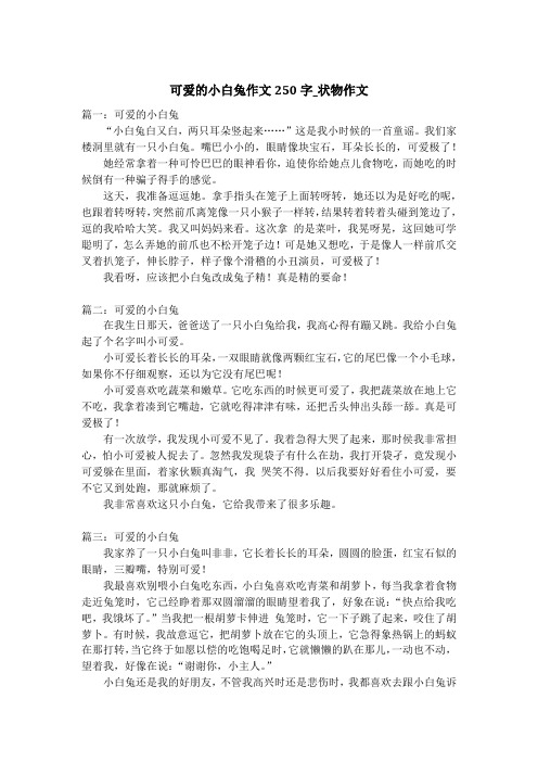 可爱的小白兔作文250字_状物作文