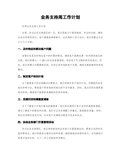 业务支持周工作计划