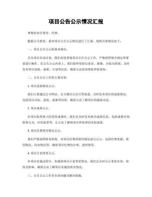 项目公告公示情况汇报