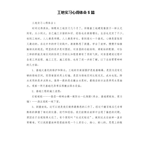 工地实习心得体会5篇