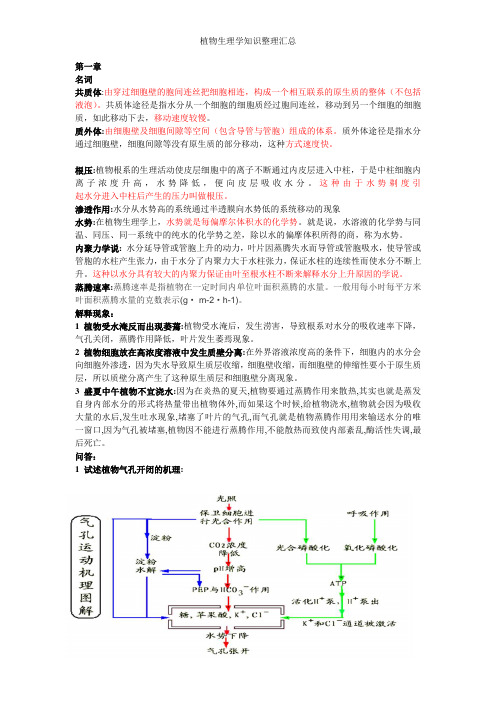 植物生理学知识整理汇总