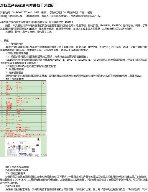 沙特高产含硫油气井设备工艺调研