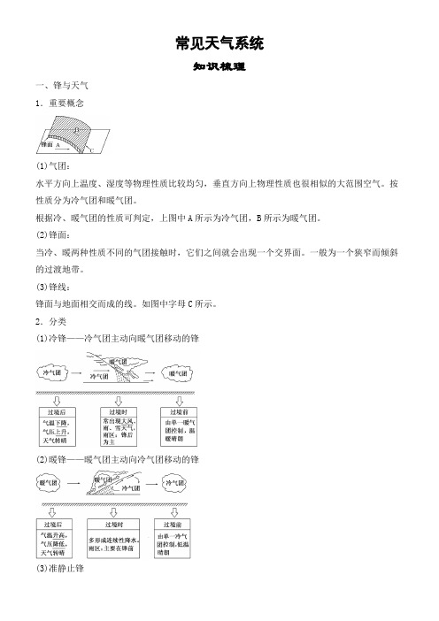 (新教材)高二地理上册专项练习 常见天气系统 (答案)