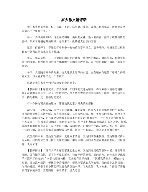 家乡作文附评语