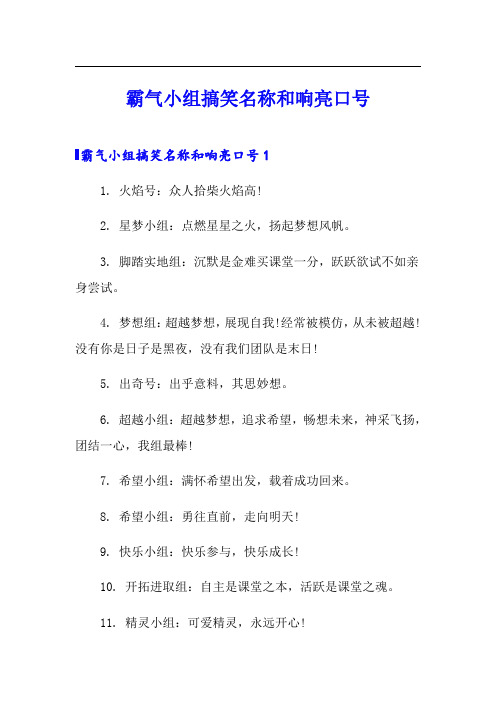 霸气小组搞笑名称和响亮口号