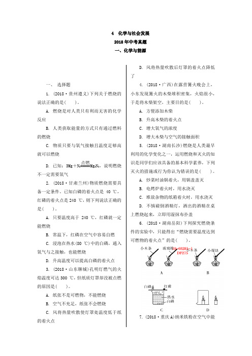 2019中考必备(化学)习题精编：4化学与社会发展(含解析)