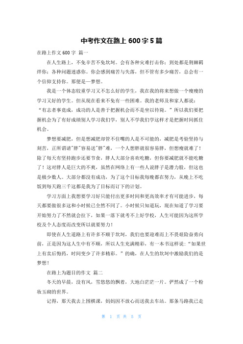 中考作文在路上600字5篇