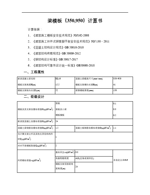 梁模板(350,950)计算书(15.5米)