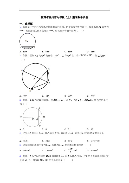 江苏省泰州市九年级(上)期末数学试卷