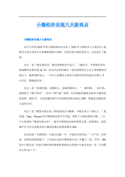 小微经济呈现八大新亮点