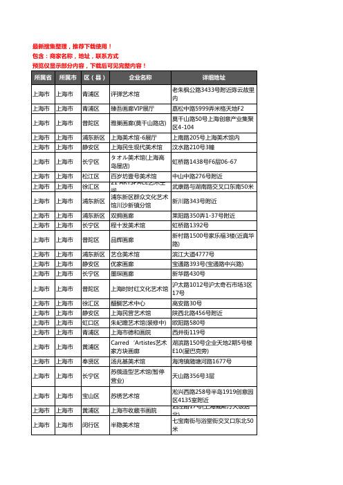 新版上海市画廊企业公司商家户名录单联系方式地址大全346家