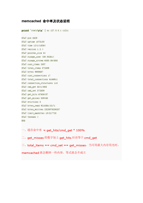 memcached 命中率及状态说明