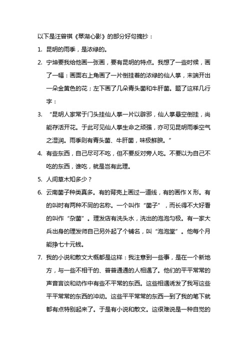 汪曾祺翠湖心影好句摘抄